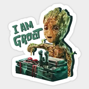 Groot with Bomb (Low Poly) Sticker